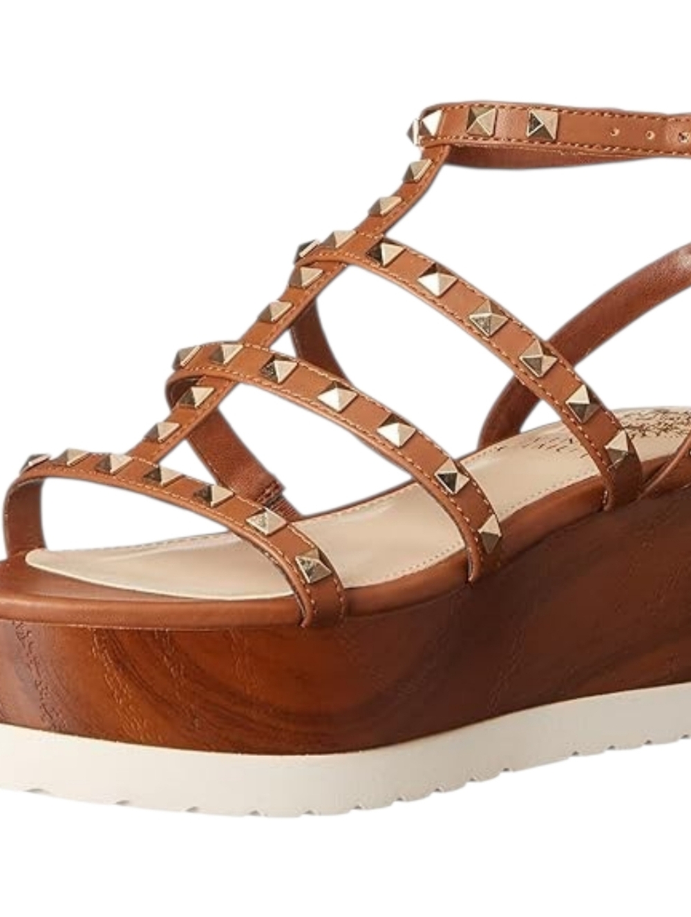 Vince Camuto Studded Wedge Sandals Pemolie Brown Sz 8.5